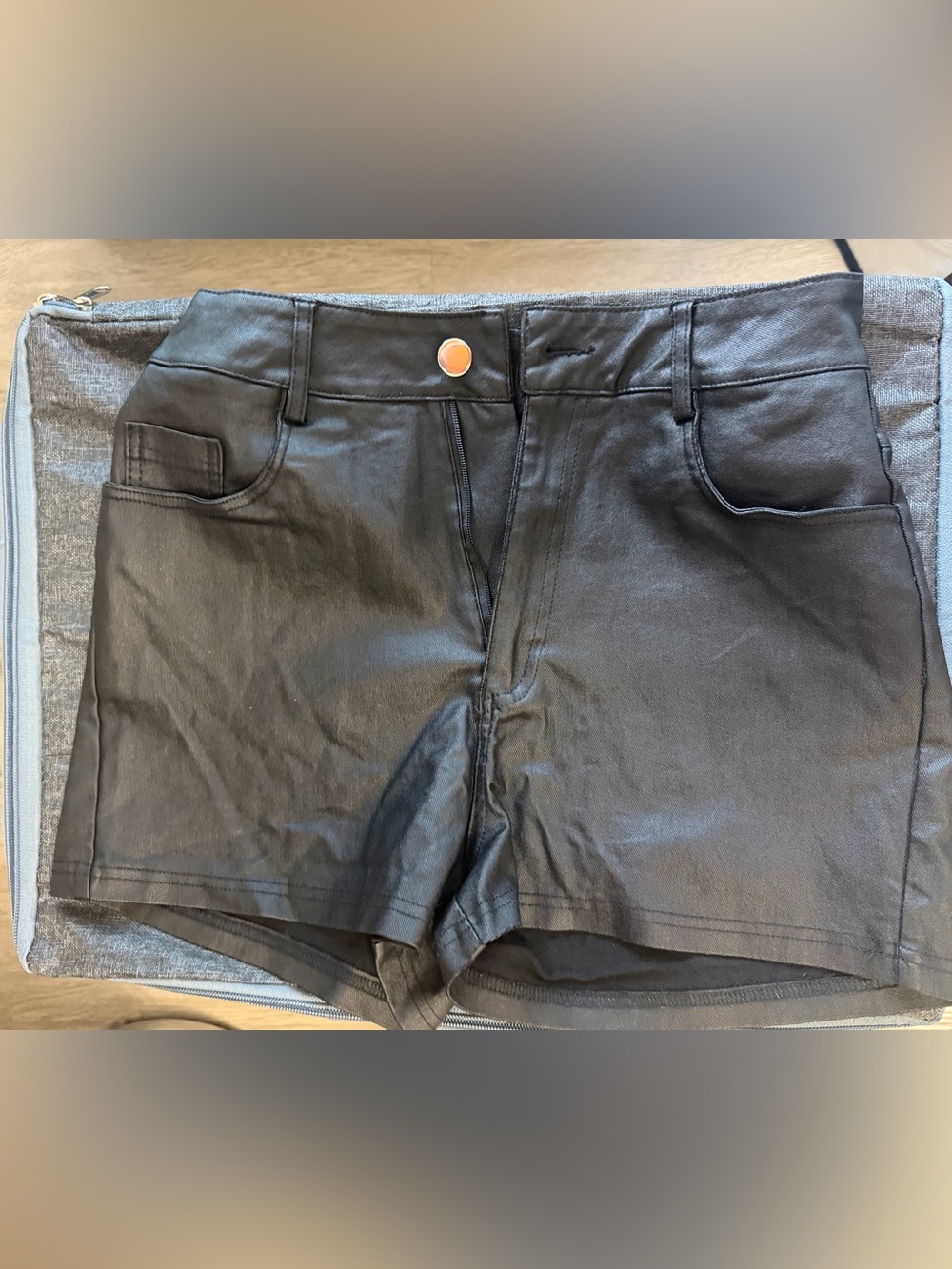 Like New! Black Vegan Leather High-Rise Shorts